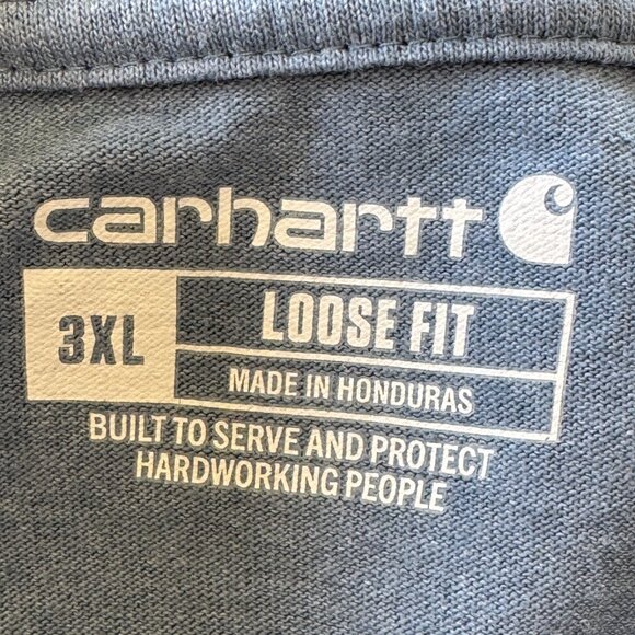 Carhartt Loose Fit 3-Button Polo Shirt Pocket Logo  Blue Men's Size 3XL - Picture 5 of 6